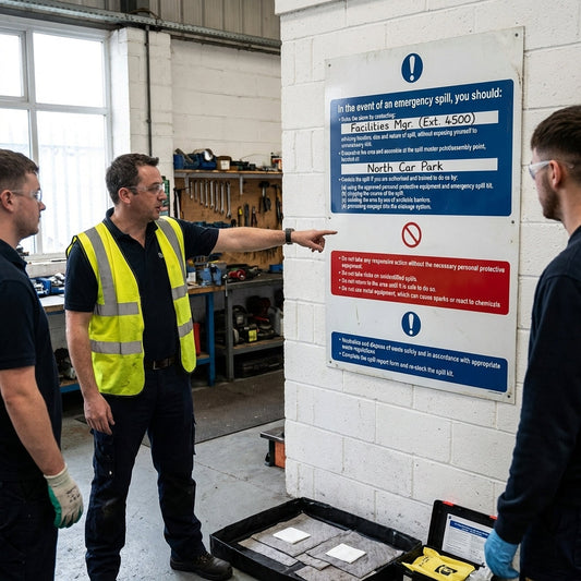 Emergency Spill Safety Signs – Durable Material – Industrial Use