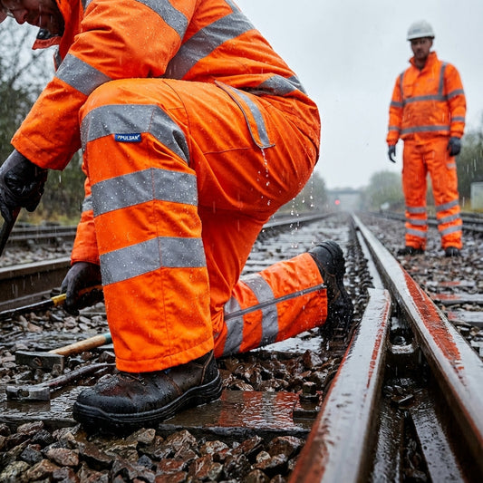 High Visibility Waterproof Overtrousers – Orange – Rail Spec – Industrial Use