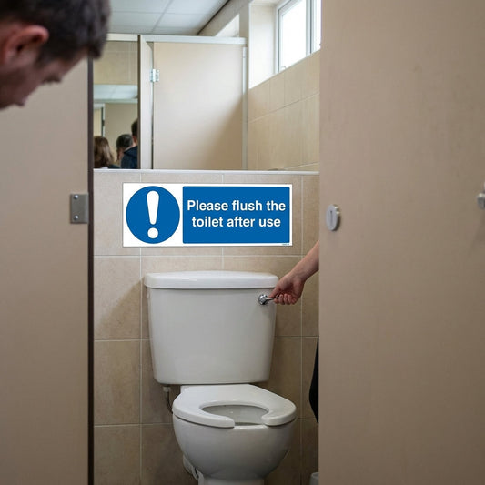 Please Flush Toilet Sign – 1mm Rigid Plastic – Indoor/Outdoor