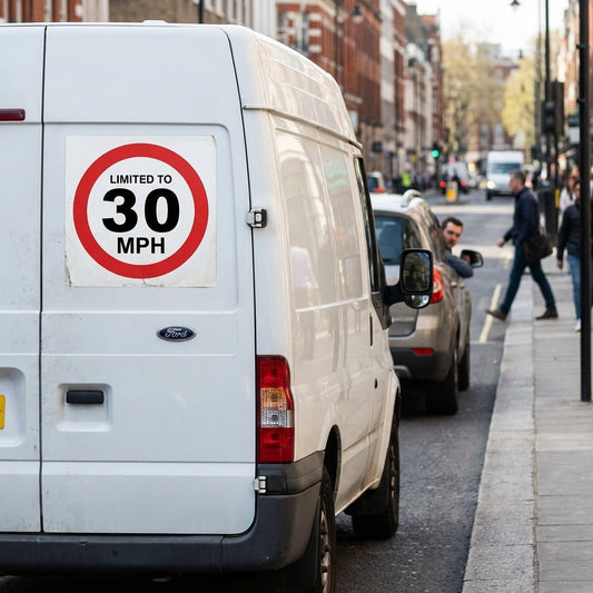 Limited To 30mph Self-Adhesive Stickers – Gloss Finish – Indoor Use