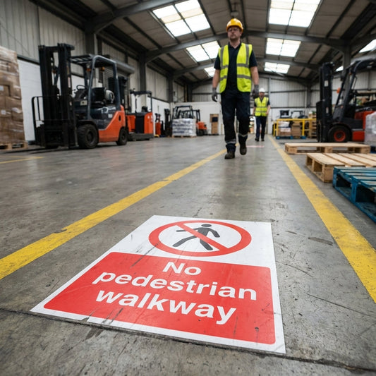 No Pedestrian Walkway Floor Graphic – 400mm x 600mm – Polycarbonate – Industrial Use