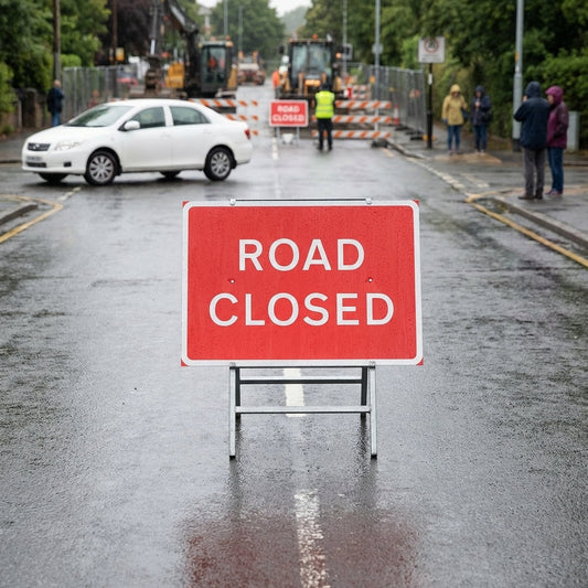 Fold-Up Road Sign – 1050mm x 750mm – Reflective PVC – Work-Zone