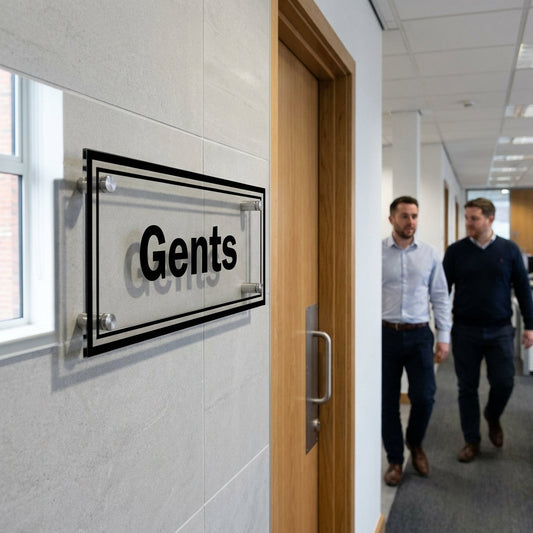 Gents Door Sign – 450mm x 150mm – Clear Acrylic – Indoor/Outdoor