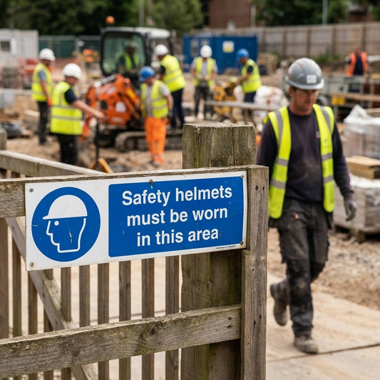 Safety Sign – Safety Helmets Must Be Worn – 1mm Plastic – Indoor/Outdoor
