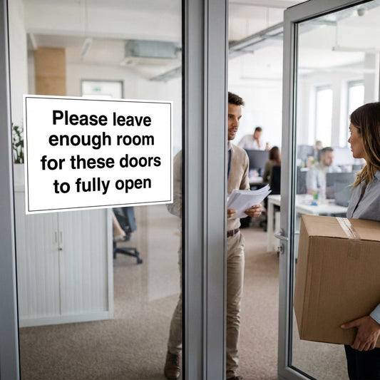Door Warning Sign – 200mm x 150mm – Self Adhesive Vinyl – Indoor Use
