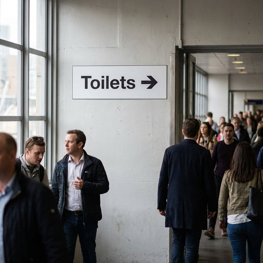 Toilet Directional Signs – Rigid Plastic & Vinyl – Indoor/Outdoor Use