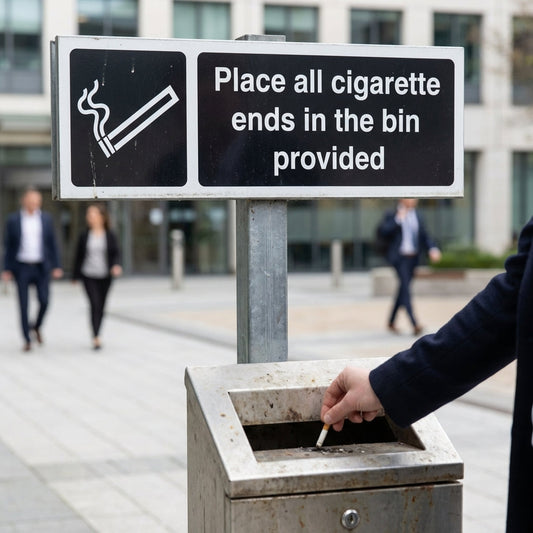 Cigarette Disposal Signs – 1mm Rigid Plastic & Vinyl – Indoor/Outdoor Use