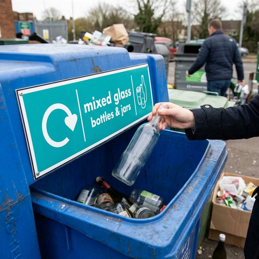 Recycling Signs – Mixed Glass Bottles & Jars – 1mm Rigid Plastic – Indoor & Outdoor