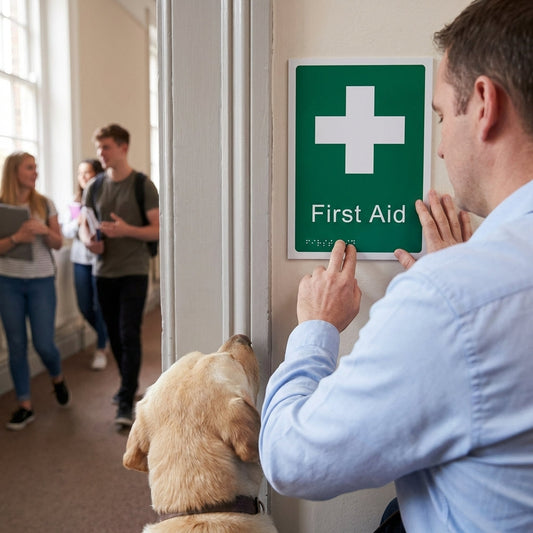 Braille First Aid Sign – 150mm x 225mm – 1.5mm PVC – Indoor Use