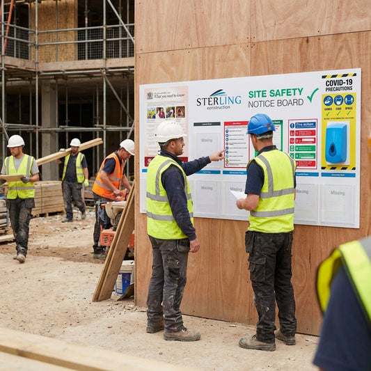 Construction Safety Notice Board – 1800mm x 1000mm – Durable Rigid Plastic – Industrial Use