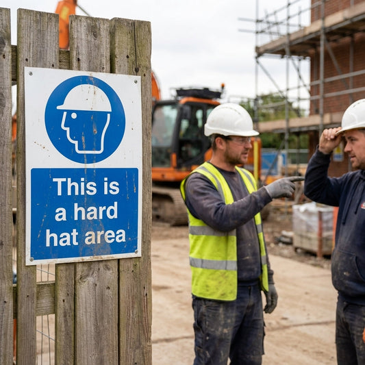 Hard Hat Area Safety Sign – 1mm Rigid Plastic – Indoor/Outdoor Use