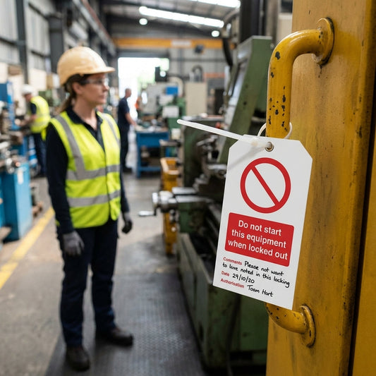Do Not Start This Equipment When Locked Out Double Sided Safety Tag (Pack of 10) – 80mm x 150mm – Matt PVC – Industrial Use
