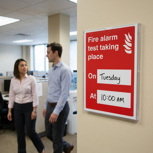 Fire Alarm Test Sign – 215mm x 310mm – 3mm PVC – Indoor Safety