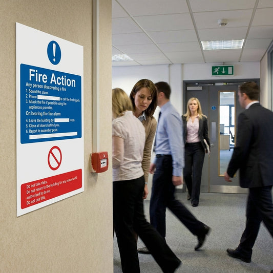 Fire Action Notice Sign – 215mm x 310mm – 3mm PVC – Safety Compliance