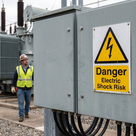 Danger Electric Shock Risk Safety Signs – 1mm Rigid Plastic – Indoor/Outdoor Use
