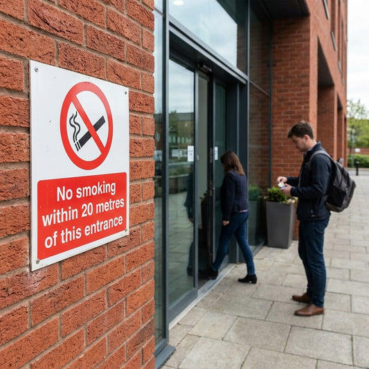No Smoking Within 20 Metres of This Entrance Sign – 1mm Rigid Plastic – Indoor & Outdoor Use