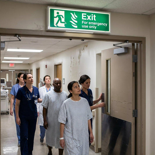 Emergency Exit Sign – Flames & Running Man Left – Indoor Safety
