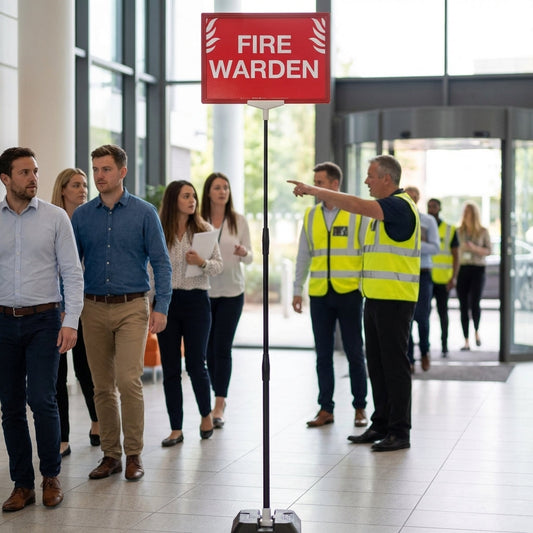 Telescopic Fire Warden Sign – 210mm x 300mm – Rigid Plastic – Emergency Evacuation