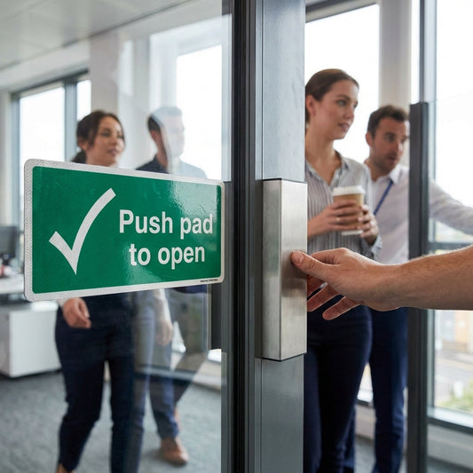 Push Pad to Open – Tick Signs – Indoor/Outdoor Use