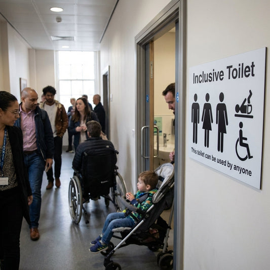 Inclusive Toilet Sign – 1mm Rigid Plastic – Indoor/Outdoor Use