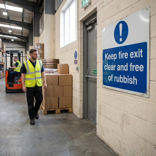 Fire Exit Safety Sign – Rigid Plastic & Vinyl – Indoor/Outdoor Use