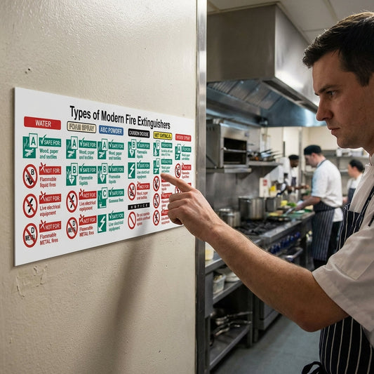 Modern Fire Extinguisher Information Sign – Indoor Use