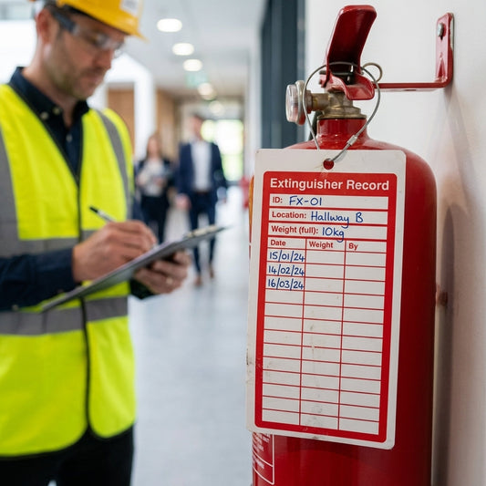 Fire Extinguisher Inspection Record Tags – 80mm x 150mm – Matt PVC – Compliance Use