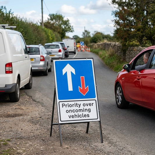 Fold-Up Road Sign – 900mm x 600mm – Reflective PVC – Work-Zones