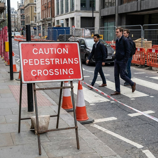 Caution Pedestrians Crossing Sign – 600mm x 450mm – Polypropylene – Indoor/Outdoor
