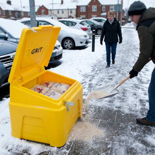 Lockable Grit Bin with De-icing Salt – 200L – Durable Polyethylene – Outdoor Use