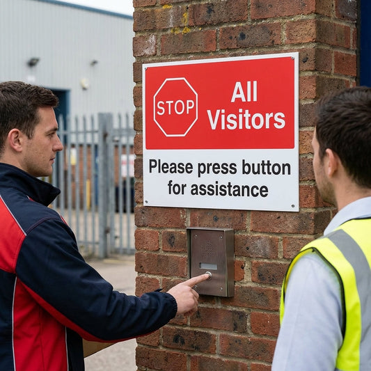 Visitor Assistance Sign – 600mm x 450mm – Rigid Plastic – Indoor/Outdoor Use