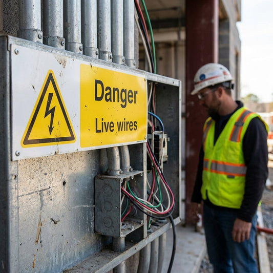 Danger Live Wires Safety Signs – 1mm Rigid Plastic – Indoor & Outdoor Use