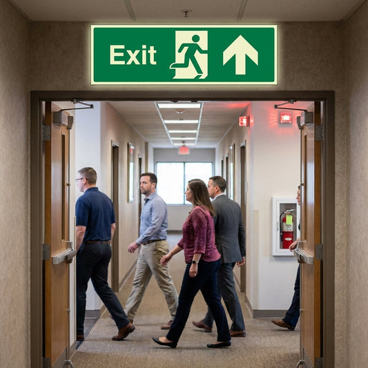 Exit Signs – Running Man & Arrow Ahead – Indoor Safety