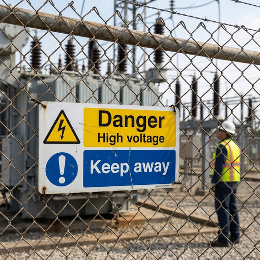 High Voltage Warning Sign – 1mm Rigid Plastic – Indoor/Outdoor Use