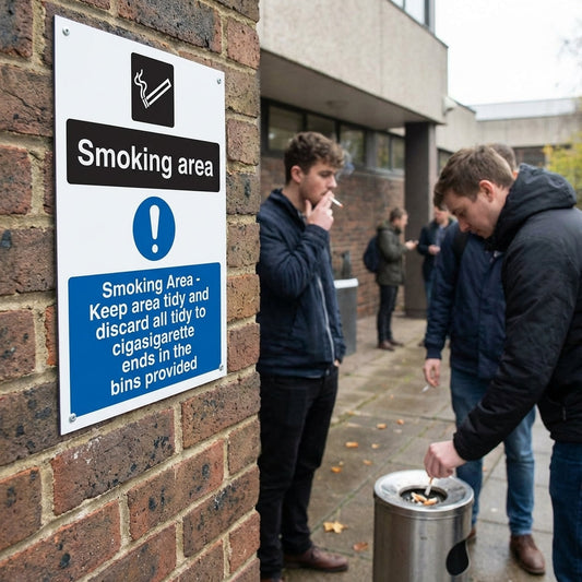 Smoking Area Signage – 1mm Rigid Plastic – Indoor/Outdoor Use