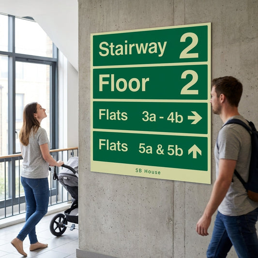 Multi-Message Wayfinding Signs – 450mm x 600mm – Glow-in-the-Dark – Emergency Use