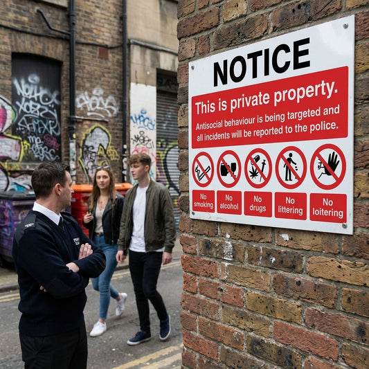 Private Property Notice Sign – 1mm Rigid Plastic & Self-Adhesive Vinyl – Indoor/Outdoor Use