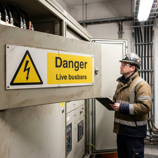 Danger Live Busbars Safety Sign – 1mm Rigid Plastic – Indoor/Outdoor Use