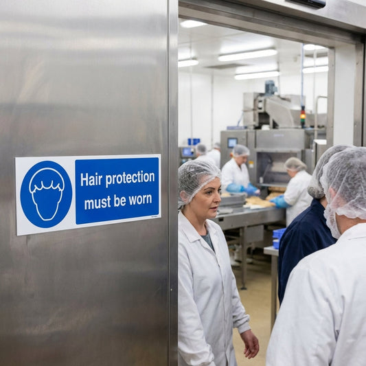 Safety Sign – Hair Protection Must Be Worn – 1mm Rigid Plastic – Indoor/Outdoor