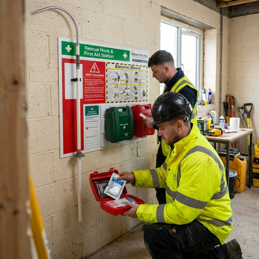 Rescue Hook Station – 950mm x 900mm – Insulated Hook & First Aid Kits – Emergency Use