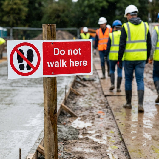Do Not Walk Here Safety Warning Sign – 1mm Rigid Plastic – Indoor/Outdoor Use