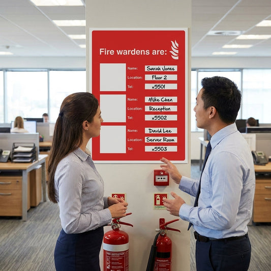 Customizable Fire Warden Sign – Space for Names & Locations – Safety Compliance