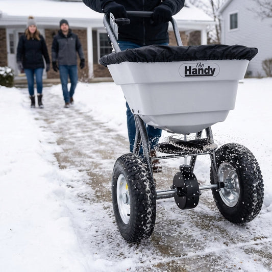 Walk Behind Salt Spreader – 36kg Capacity – Durable Metal Frame – Outdoor Use
