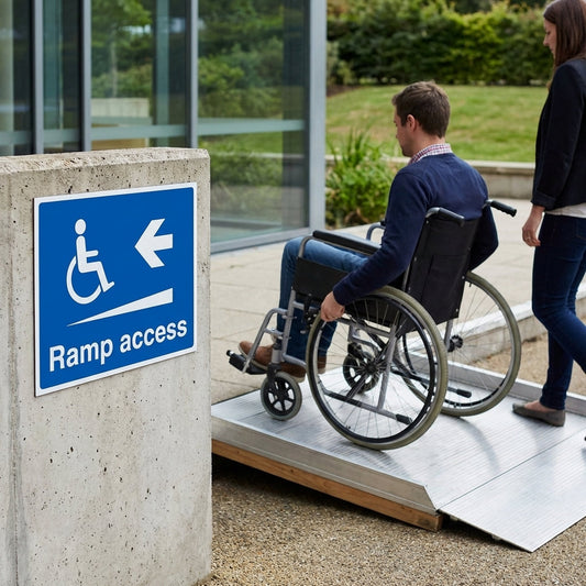 Ramp Access Left Sign – 1mm Rigid Plastic – Indoor/Outdoor Use