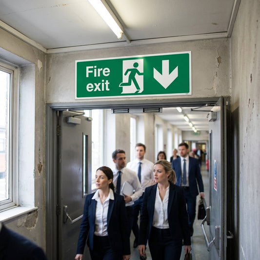 Fire Exit Sign – Arrow Down with Running Man – Safety Compliance