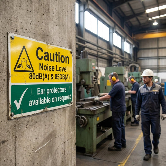 Caution Noise Level Sign – 80dB(A) & 85dB(A) – Rigid Plastic – Indoor/Outdoor Use