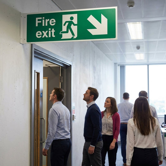 Fire Exit Sign – Arrow Down/Right – Running Man – Indoor Safety