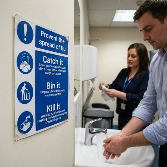 Flu Safety Signs – 150mm x 200mm – Self Adhesive Vinyl – Indoor Use