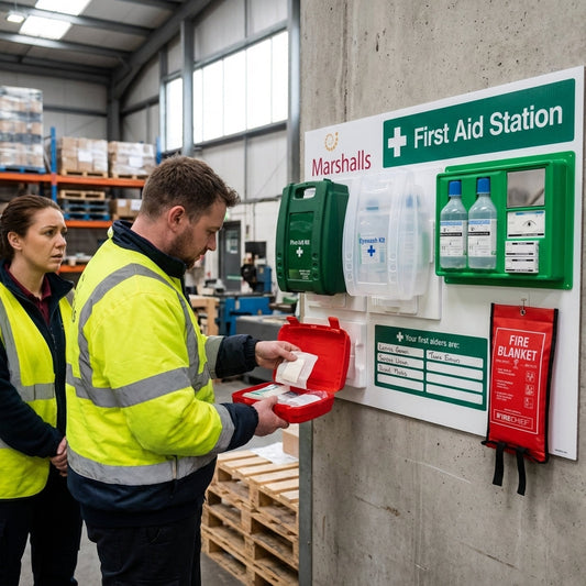 Fully Stocked First Aid Station – 975 x 750mm – Durable Plastic – Industrial Use