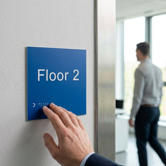 Braille Floor 2 Sign – 225mm x 150mm – PVC with Adhesive – Indoor Use